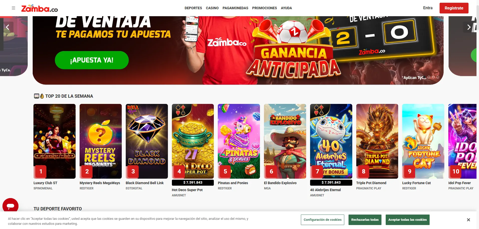Bono de bienvenida Zamba Casino — plataforma legal en Colombia