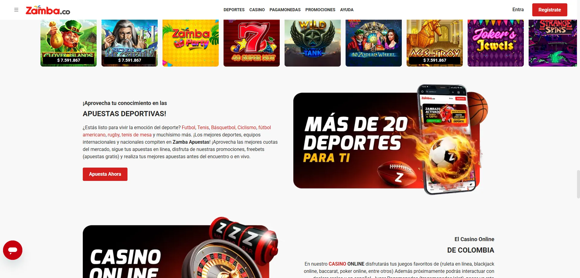 App móvil de Zamba Casino para Android e iOS en Colombia