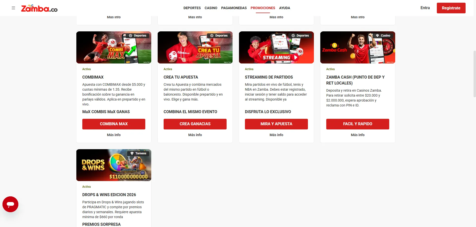 Tragamonedas y juegos de casino disponibles en Zamba Casino Colombia