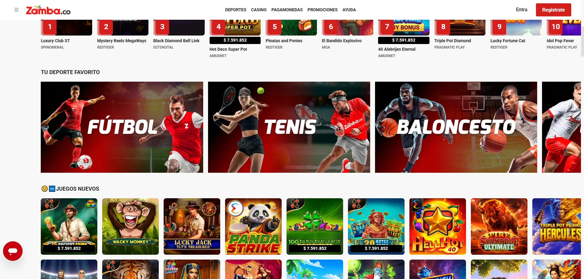 Apuestas deportivas en Zamba Casino — fútbol, tenis y más